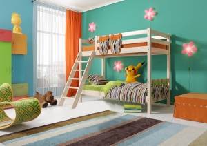 картинка Детская двухъярусная кровать Соня с наклонной лестницей Вариант 10 от Магазина матрасов Matras96